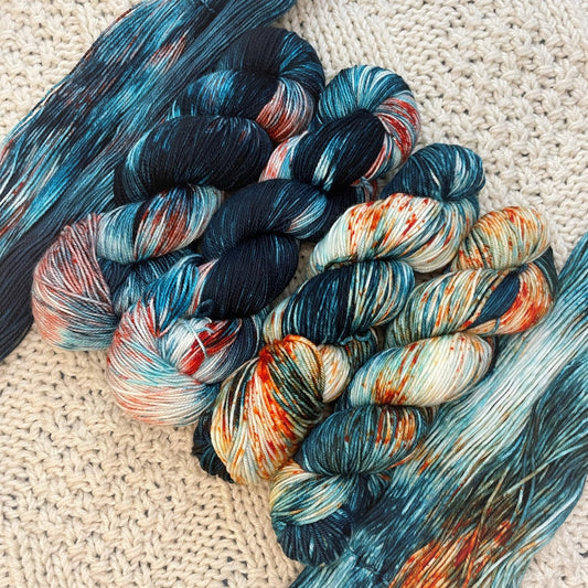 Coldblooded - Hand Dyed Hellcat Fingering Weight 80/20 Merino Nylon Yarn, 400 Yards (365 Meters)
