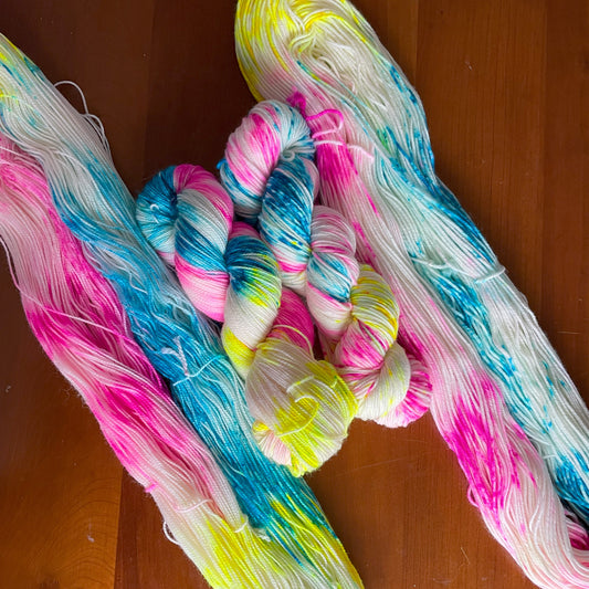 Self Care - Hand Dyed 2-Ply SW Sock Fingering Weight 80/20 Merino Nylon Yarn, 400 Yards (365 Meters)